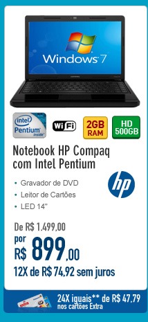 Notebook HP Compaq com Intel Pentium