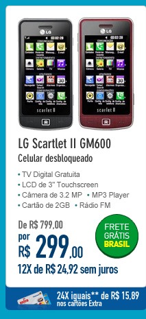 LG Scarlet II GM600 Celular Desbloqueado