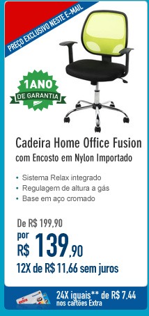 Cadeira Home Office Fusion com Encosto em Nylon Importado