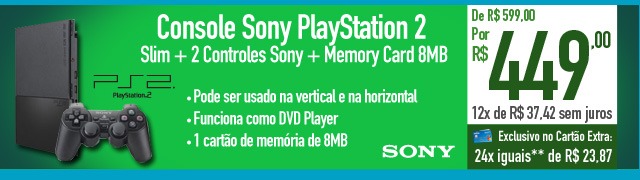 Console Sony PlayStation 2 Slim + 2 Controles Sony + Memory Card 8MB