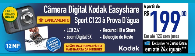 Câmera Digital Kodak Easyshare Sport C123 à Prova D'água
