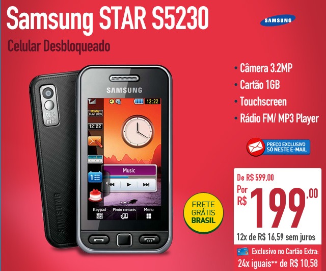 Samsung STAR S5230 Celular Desbloqueado