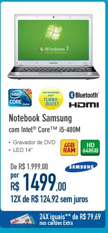 Notebook Samsung com Intel Core i5