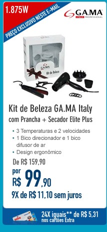 Kit de Beleza GA.MA Italy com Prancha + Secador Elite Plus - 1.875W