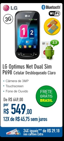 LG Optimus Net Dual Sim P698 Celular Desbloqueado Claro