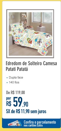 Edredom Solteiro Camesa Patati Patatá
