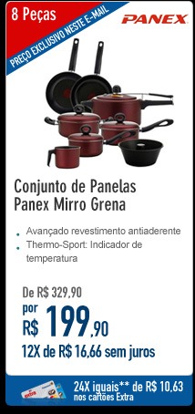 Conjunto de Panelas Panex Mirro Grena