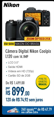 Câmera Digital Nikon Coolpix L120 com 14.1MP