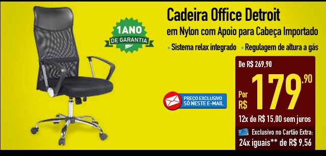 Cadeira Office Detroit em Nylon com Apoio para Cabeça Importado