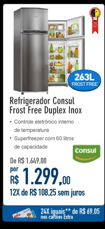 Refrigerador Consul Frost Free Duplex  Inox