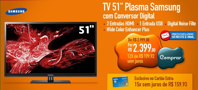 TV 51' Plasma Samsung com Conversor Digital