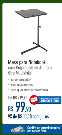 Mesa para Notebook com Regulagem de Altura e Giro Multivisão