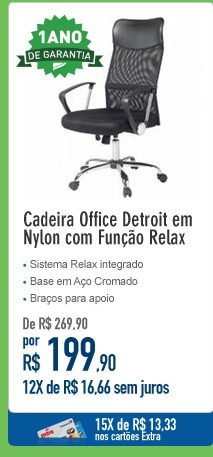Cadeira Office Detroit em Nylon com Função Relax