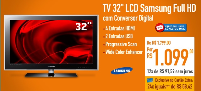 TV 32'' LCD Samsung Full HD com Conversor Digital