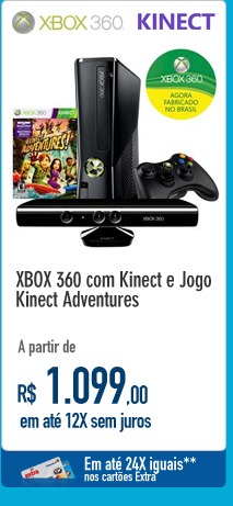 XBOX 360 com Kinect e Jogo Kinect Adventures
