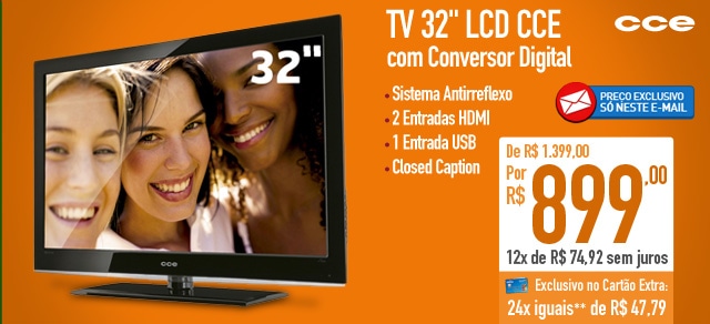TV 32'' LCD CCE com Conversor Digital