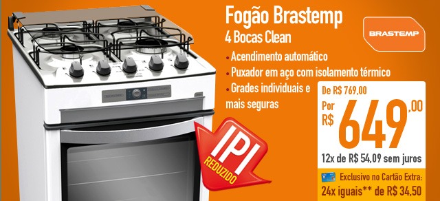 Fogão Brastemp 4 Bocas Clean