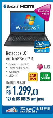 Notebook LG com Intel Core i3