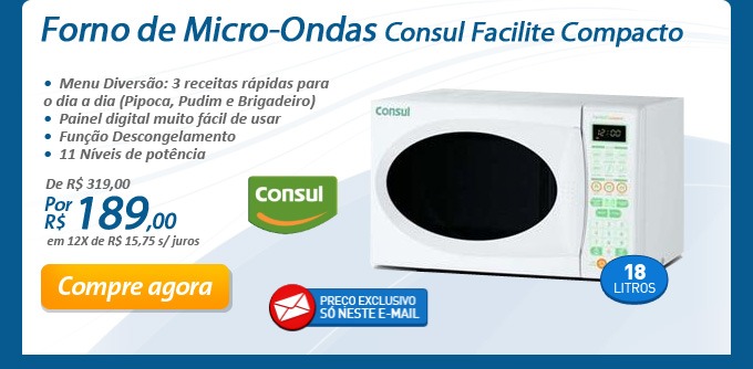 Forno de Micro-Ondas Consul Facilite Compacto