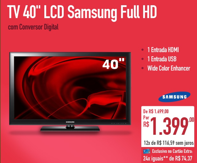 TV 40'' LCD Samsung Full HD com Conversor Digital