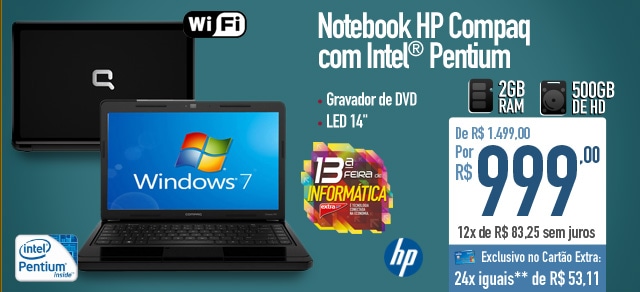 Notebook HP Compaq com Intel Pentium