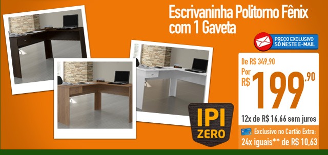 Escrivaninha Politorno Fênix com 1 Gaveta