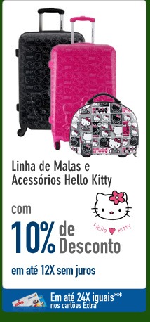 Linha de Malas e Acessórios Hello Kitty com 10% de Desconto
