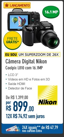 Câmera Digital Nikon Coolpix L810 com 16.1MP