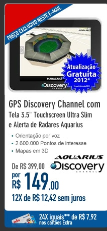 GPS Discovery Channel com Tela 3.5'' Touchscreen Ultra Slim e Alerta de Radares Aquarius