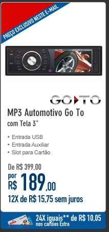 MP3 Automotivo Go To com Tela 3''