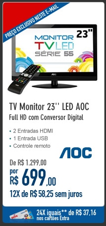 TV Monitor 23'' LED AOC Full HD com Conversor Digital