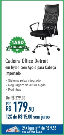 Cadeira Office Detroit em Nylon com Apoio para Cabeça Importado