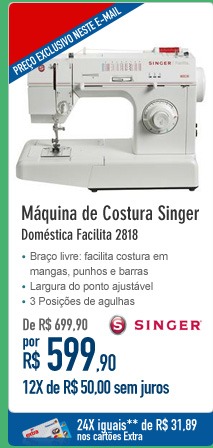 Máquina de Costura Singer Doméstica Facilita 2818