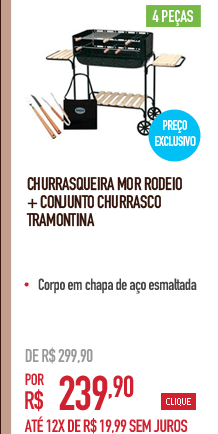 Churrasqueira Mor Rodeio + Conjunto Churrasco Tramontina