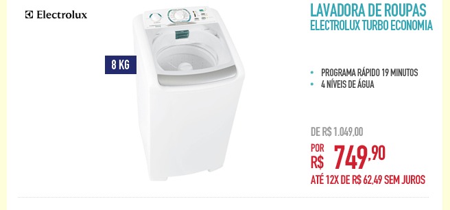 Lavadora de Roupas Electrolux Turbo Economia