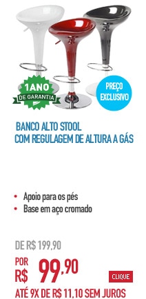 Banco Alto Stool com Regulagem de Altura a Gás