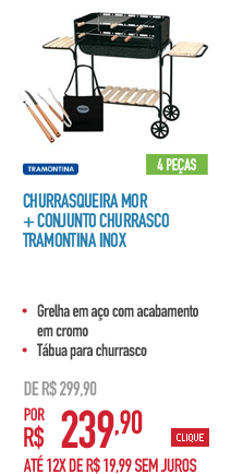 Churrasqueira Mor + Conjunto Churrasco Tramontina Inox - 4 Peças