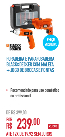 Furadeira e Parafusadeira Black&Decker com Maleta + Jogo de Brocas e Pontas -100 peças