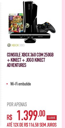 Console XBOX 360 com 250GB + Kinect + Jogo Kinect Adventures