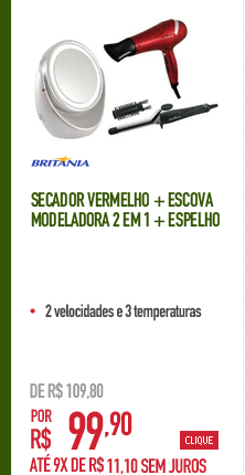 Secador Vermelho + Escova Modeladora 2 em 1 + Espelho
